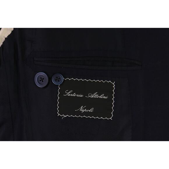Sartoria Attolini Napoli Navy Blue Windowpane 2-Btn Super 150's Wool Suit 42L - Picture 8 of 11